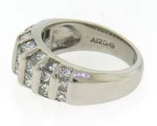 Modern Platinum Princess Cut Diamond Bar Set Band