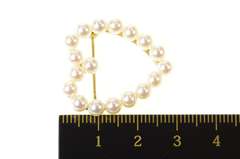 14K Yellow Gold Retro Classic Pearl Heart Love Symbol Pin/Brooch
