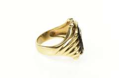 10K Yellow Gold Black Onyx Diamond A Monogram Initial Ornate Ring