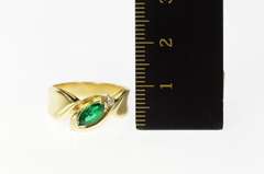 14K Yellow Gold Marquise Syn. Emerald Diamond Accent Ring