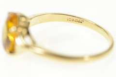 10K Yellow Gold Oval Syn. Citrine Solitaire Statement Classic Ring