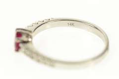 14K White Gold Oval Ruby Diamond Inset Engagement Ring