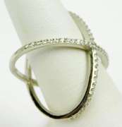 Sterling Cross-Over X Ring of Pave CZ's, Size 8