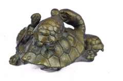 Turtle Family Bronze Figurine