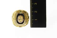 10K Yellow Gold Loyal Order of the Moose Diamond Emerald Ring