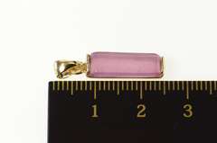Gold Plated Pink Glass Squared Simple Statement Pendant