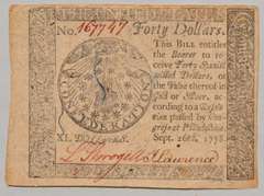 $ 40 Sept 26 1778 Continental Congress Note