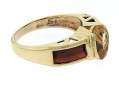 Beautiful Yellow Gold Oval Citrine and Garnet Ring