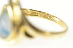 14K Yellow Gold Oval Mosaic Opal Diamond Accent Statement Ring