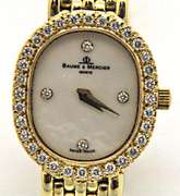 LADIES 14K GOLD & DIAMOND BAUME & MERCIER WATCH