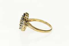 10K Yellow Gold Squared Diagonal Sapphire Diamond Bypass Ring