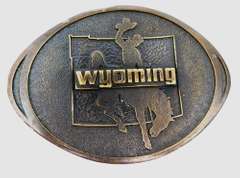 Heavy Vintage Wyoming Brass Belt Buckle