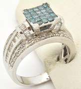 LADIES BLUE & WHITE DIAMOND RING.