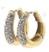 Elegant 14kt YG Round Cut Diamond Pave Levian Hoop Earrings