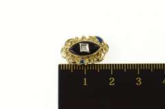 10K Yellow Gold Ornate Black Onyx Diamond Slide Bracelet Charm/Pendant