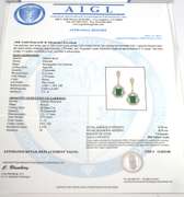 Glamorous Art Deco Emerald & Diamond Earrings in 18KT Yellow Gold