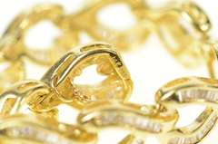 14K Yellow Gold 3.00 Ctw Baguette Wavy Braid Link Tennis Bracelet