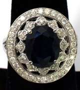 Regal Geometric Sapphire & Diamond Ring in 14KT White Gold