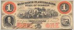 CU $1 Merchants & Planters Bank State Of Georgia June 1 1859 Note