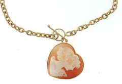 Stunning Yellow Gold Cameo Heart Shaped Bracelet