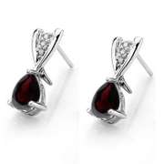 1 CARAT GARNET STERLING SILVER EARRINGS