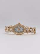 Ladies Geneva & Gemstone Cuff Watch, 18kt Gold Plated