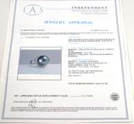 Rotund Black Tahitian Pearl & Diamond Ring in 14KT White Gold