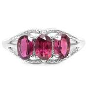 1.54 CT RHODONITE & DIAMOND 18K GOLD PLATED RING