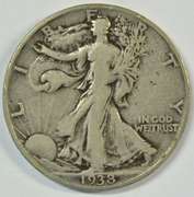 Nice VF/XF 1938-D Walking Liberty Half Dollar. Key date