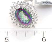 Stunning 8.00CTS Mystic Topaz & White Topaz Ring in Sterling Silver