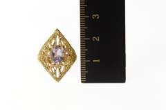 14K Yellow Gold Oval Amethyst Ornate Filigree Statement Ring