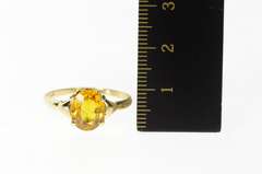 10K Yellow Gold Oval Syn. Citrine Solitaire Statement Classic Ring