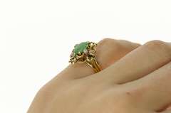 18K Yellow Gold Aventurine Diamond Victorian Statement Ring