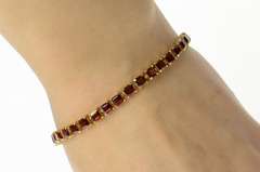 14K Yellow Gold Square Princess Garnet Classic Statement Bracelet