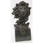 African Lion Bust Bronze Sculpture