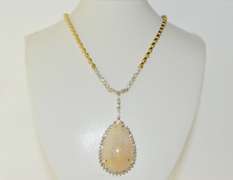 Fancy 18kt Opal & Gold Diamond Necklace
