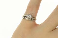 14K White Gold 0.28 Ctw Diamond Engagement Bridal Set Ring