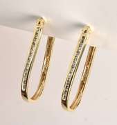 Beautiful Elongated Diamond Hoop Earrings
