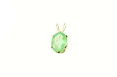 14K Yellow Gold 0.86 Ct Natural Emerald Solitaire Classic Pendant