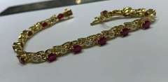 18kt Solid Gold, Ruby, & Diamond Bracelet