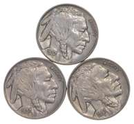 Lot (3) 1937 Indian Head Buffalo Nickels