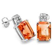 2 3/4 CARAT AZOTIC GEMSTONE & DIAMOND STERLING SILVER EARRINGS