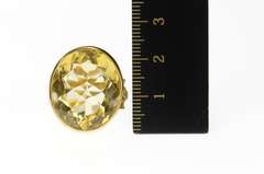 14K Yellow Gold 1940's Citrine Massive Solitaire Statement Ring