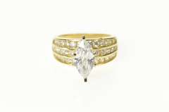 14K Yellow Gold Marquise Channel Accent Travel Engagement Ring
