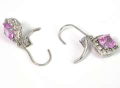 Youthful Pink Sapphire & Topaz Earrings in White Gold