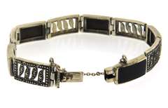 Sterling Silver Black Onyx Marcasite Bracelet