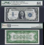 $1 1934 Silver Certificate Fr. 1606 PMG Choice Uncirculated 64