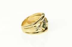 14K Yellow Gold Square Emerald Ruby Sapphire Diamond Band Ring