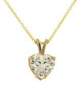 Fabulous Yellow Gold CZ Heart Shaped Pendant on Chain