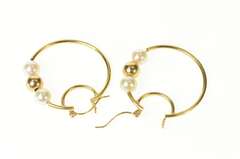 14K Yellow Gold Pearl Beaded 31.4mm Statement Hoop Earrings